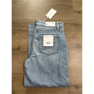 VERVET BLUE Olivia Distressed Light Wash High Rise Wide Leg Jeans Size 30